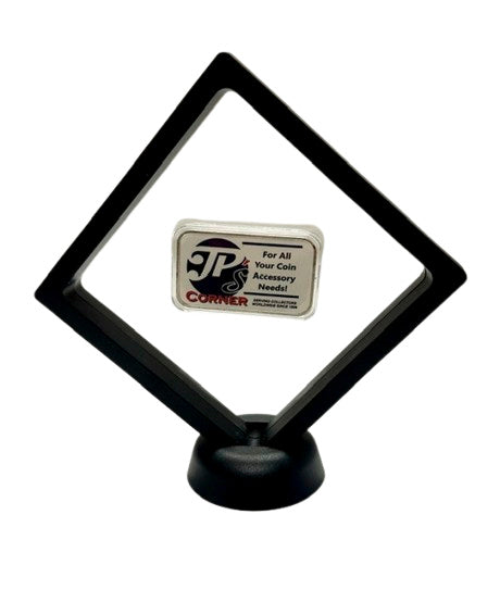 3D Black Floating Diagonal Frame Display Case With Stand - LARGE