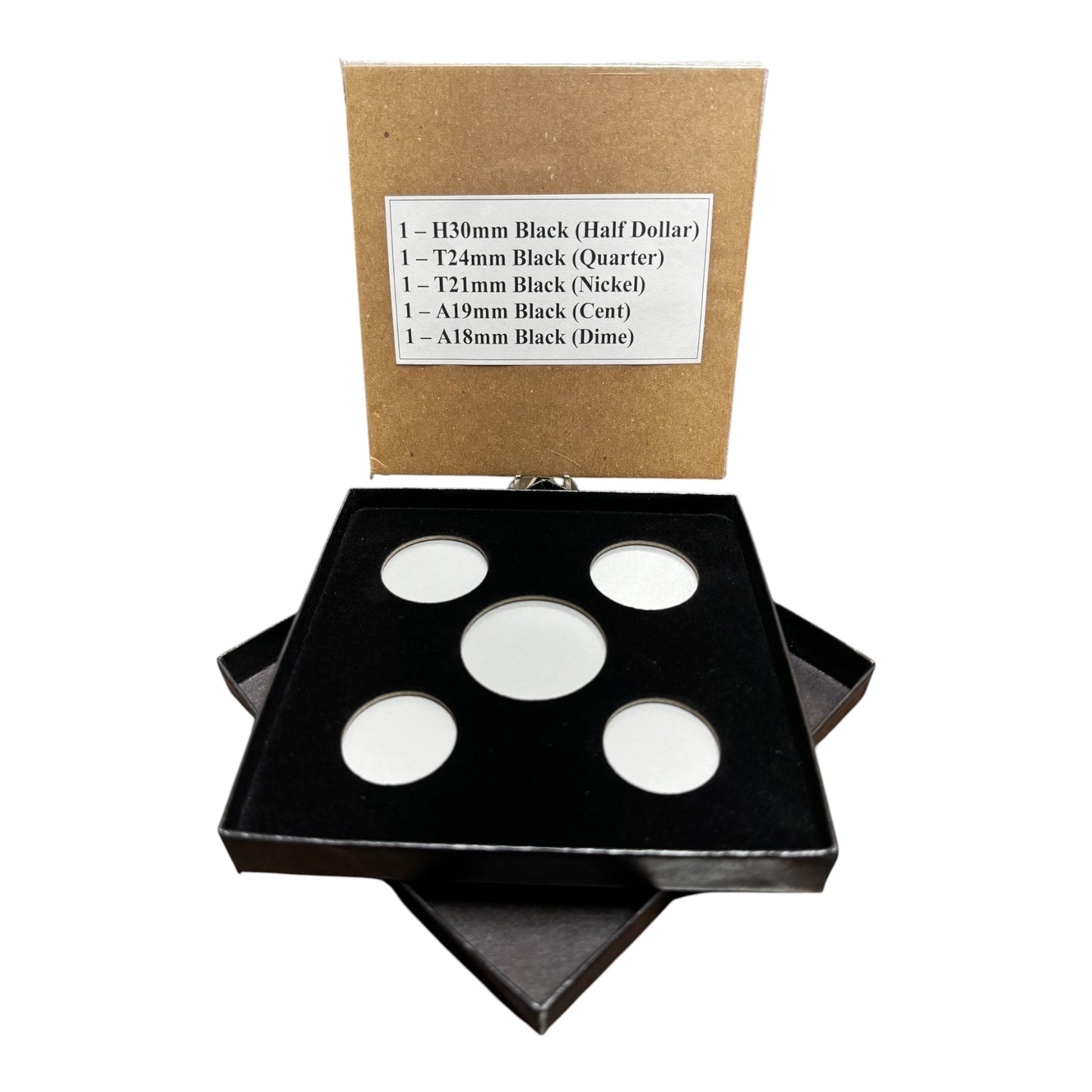 Bundle R - Black Paper Wrapped Box with 5 Coin Year Set Card - Includes Capsules