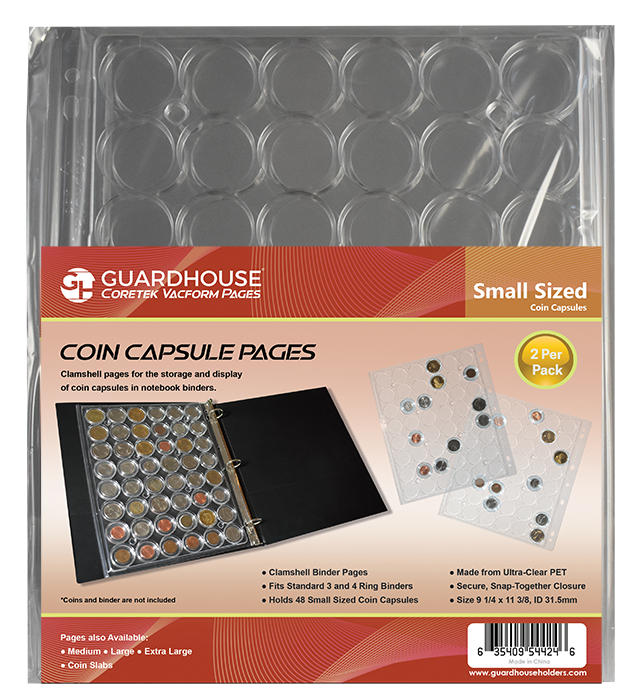 BCW 3" Binder INCLUDES - 6 Guardhouse Small or Model A Coin Capsule Pages