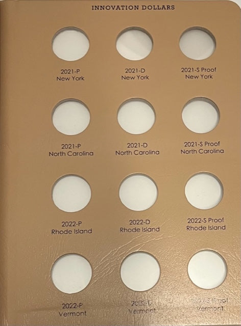 Dansco Album #8188 for US Innovation Dollars 2018-2024 P,D,S Mints