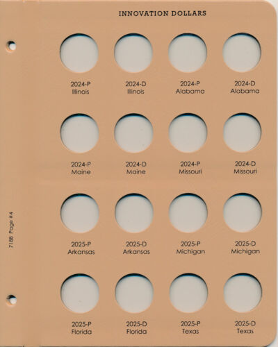 Dansco Album #7188 for Innovation Dollars 2018-2032 P&D Mints