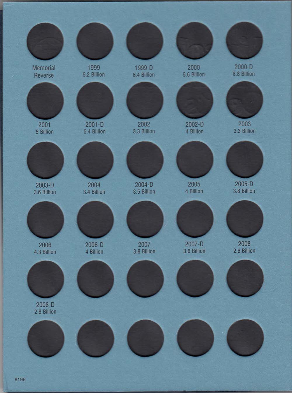 Whitman Folder: Lincoln Memorial Cents #2 1999-2008 #8196