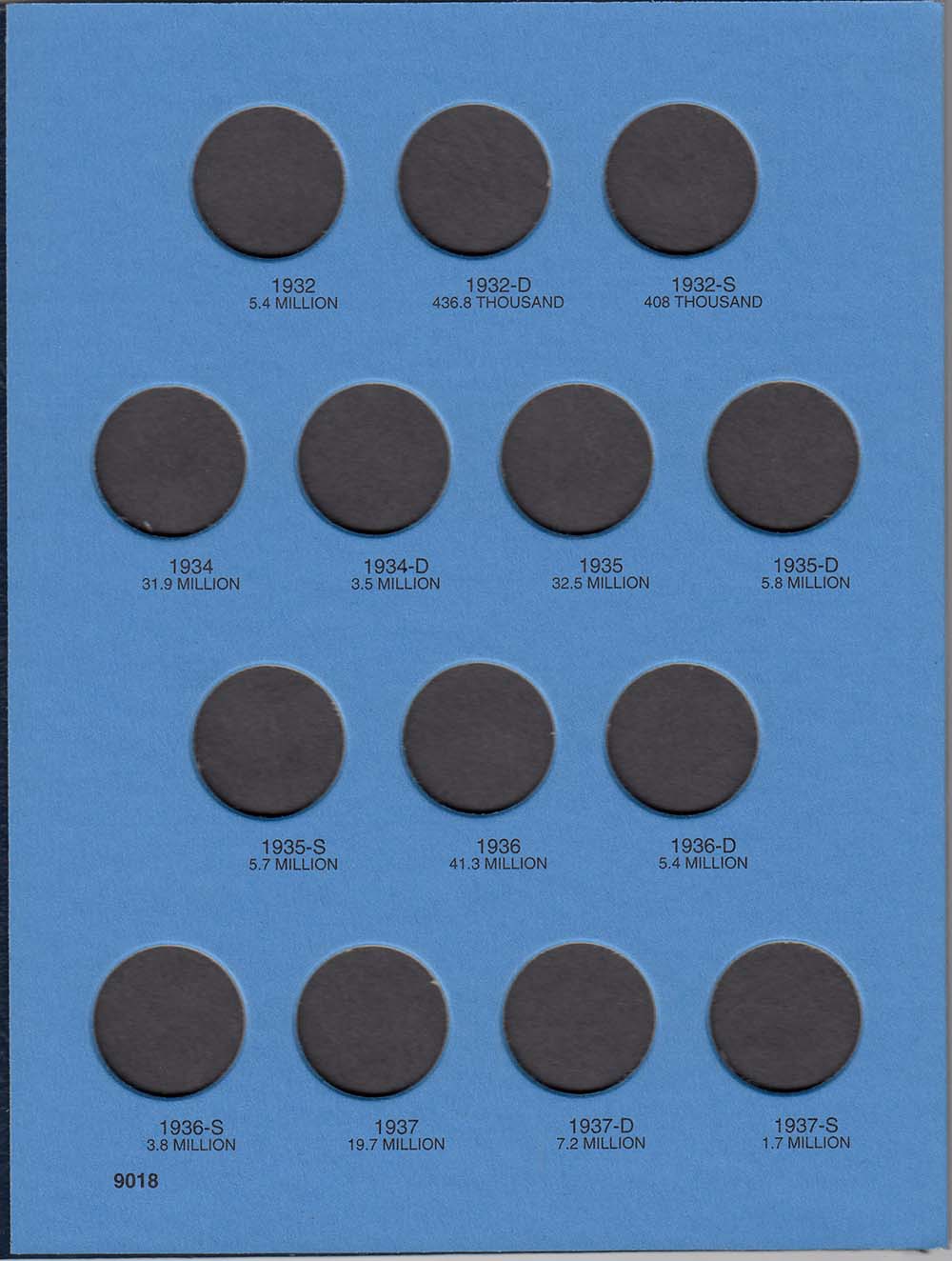 Whitman Folder: Washington Quarters #1: 1932-1947 #9018