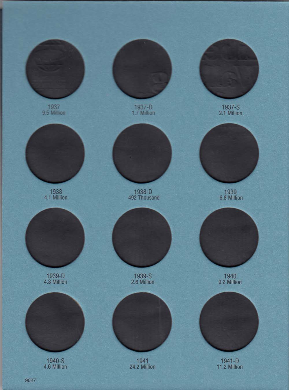 Whitman Folder: Walking Liberty Half Dollars #2- 1937-1947 #9027