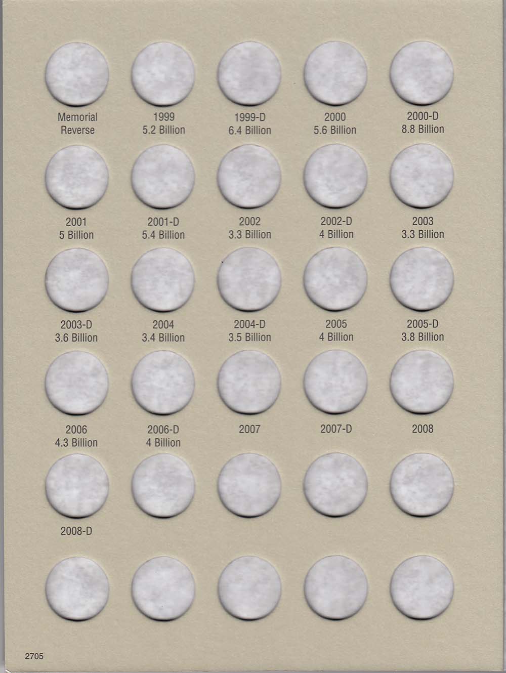 Harris Folder: Lincoln Memorial Cents #2 1999-2008 #2705