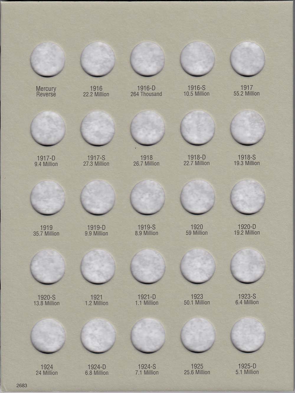 Harris Folder: Mercury Dimes 1916-1945 #2683