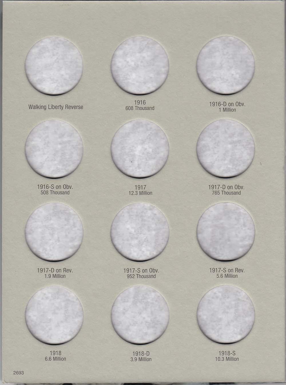 Harris Folder: Walking Liberty Half Dollars #1 1916-1936 #2693