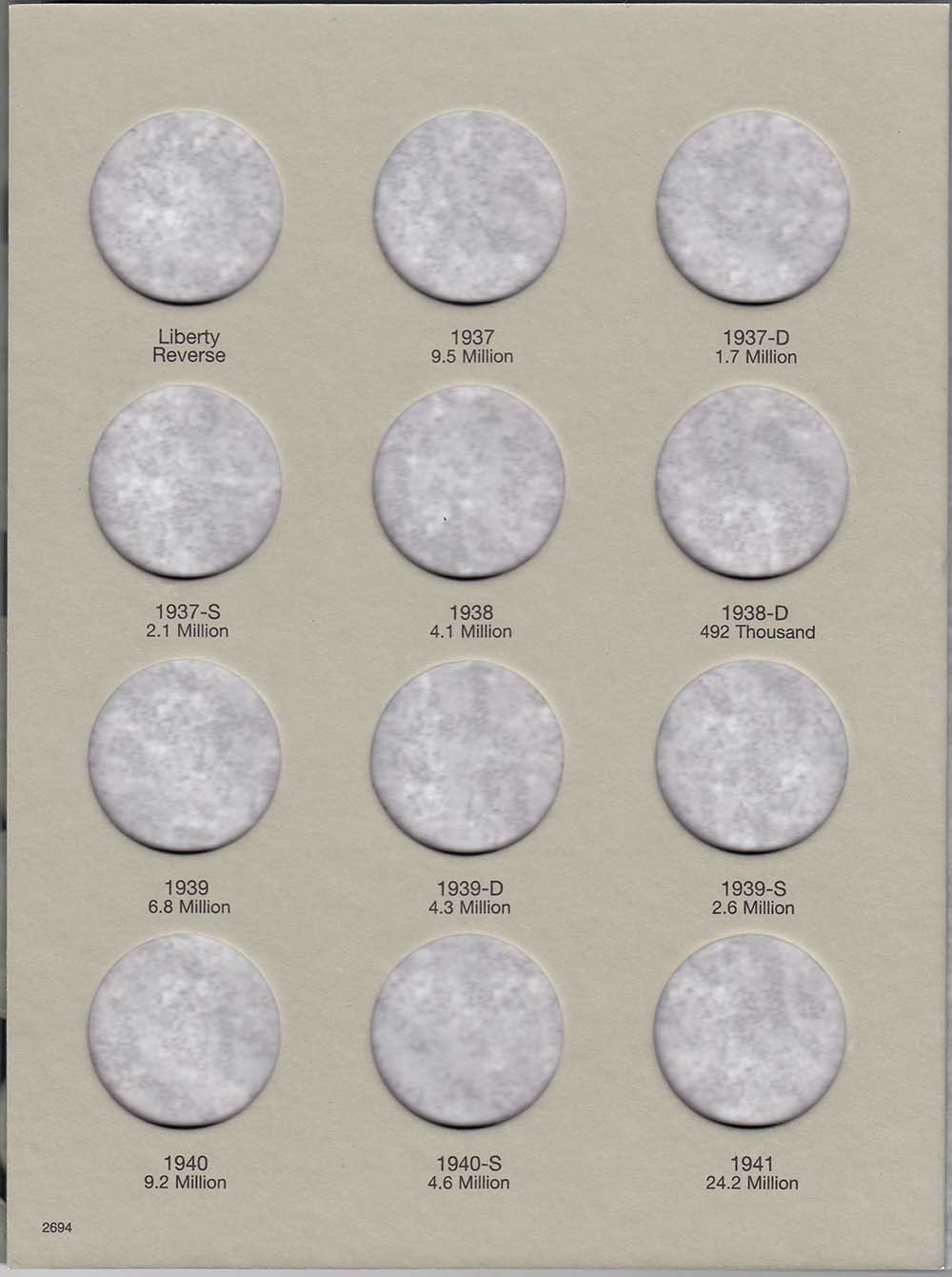 Harris Folder: Walking Liberty Half Dollars #2 1937-1947 #2694