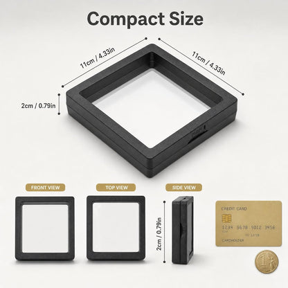 3D Black Floating Diagonal  Frame Display Case With Stand  -  LARGE
