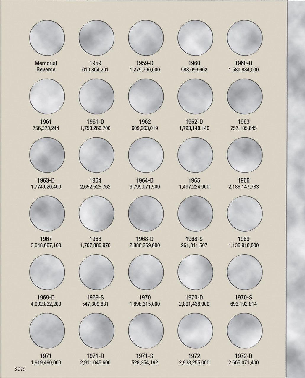 Harris Folder: Lincoln Memorial Cents #1 1959-1998 #2675
