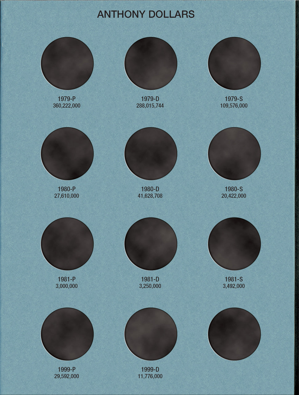 Whitman Folder: Eisenhower/Susan B Dollars- 1971-1999 #9023