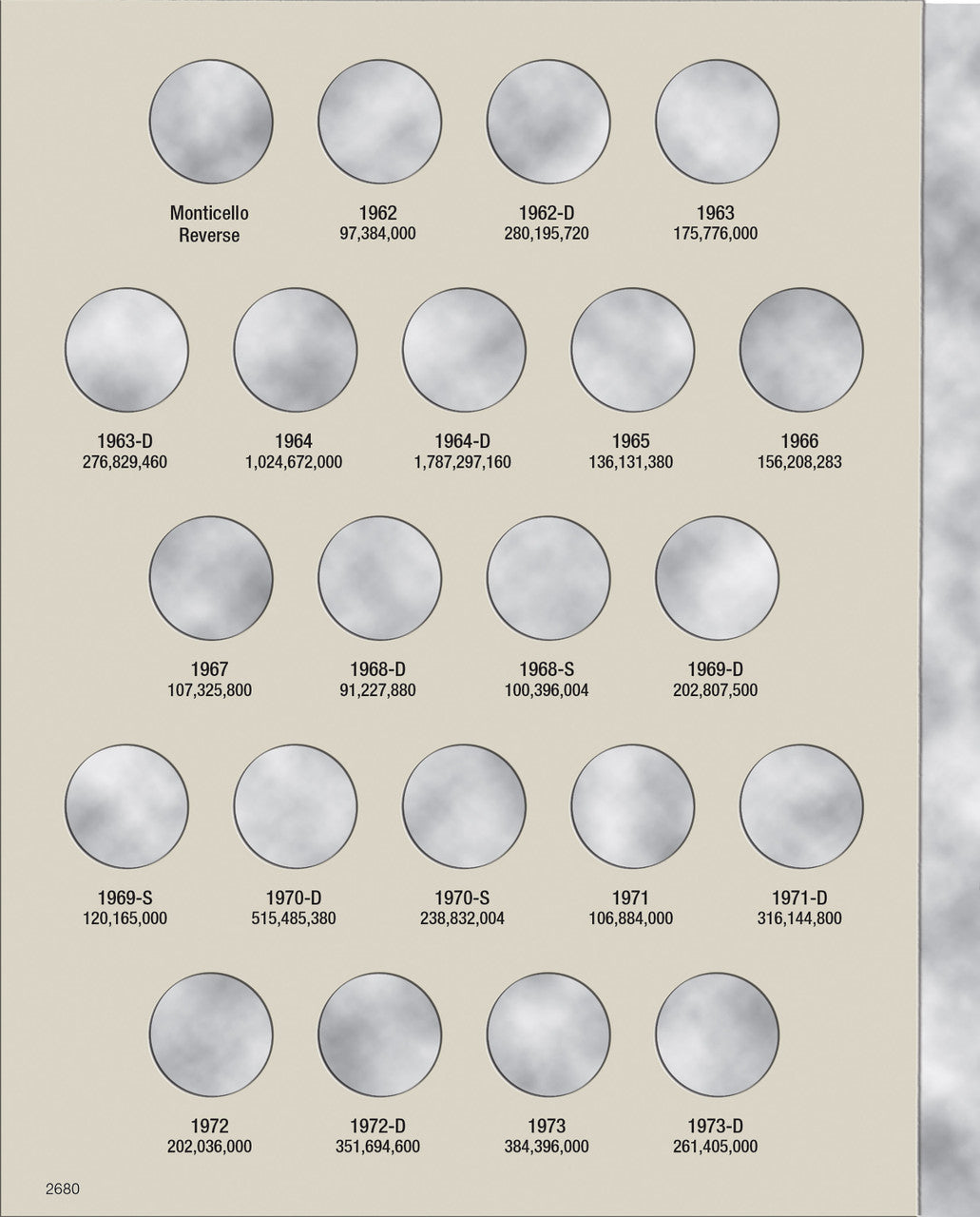Harris Folder: Jefferson Nickels #2 1962-1995 #2680