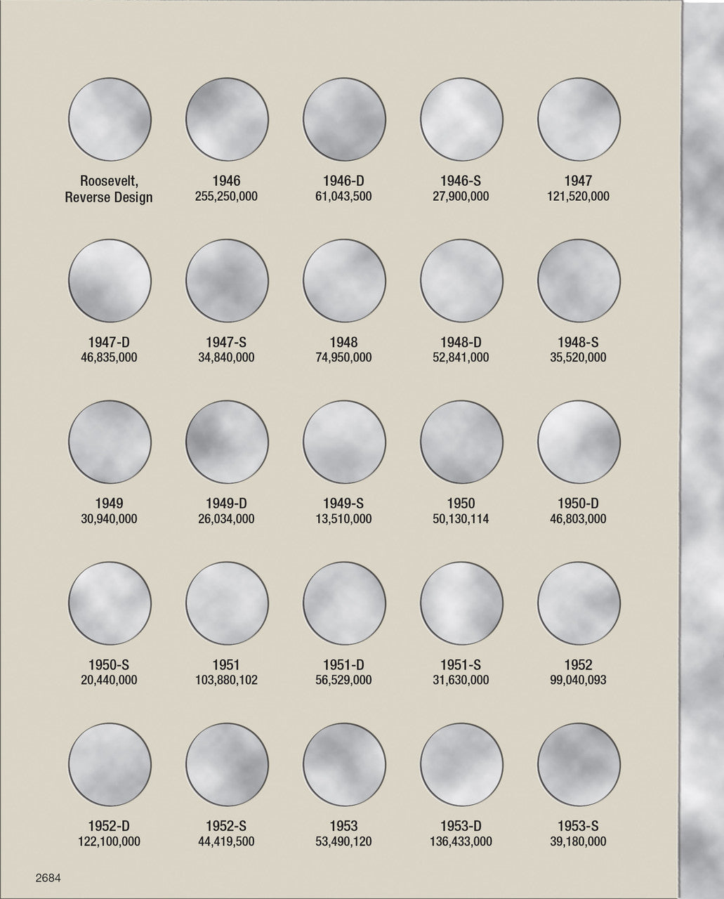 Harris Folder: Roosevelt Dimes #1 1946-1964 #2684