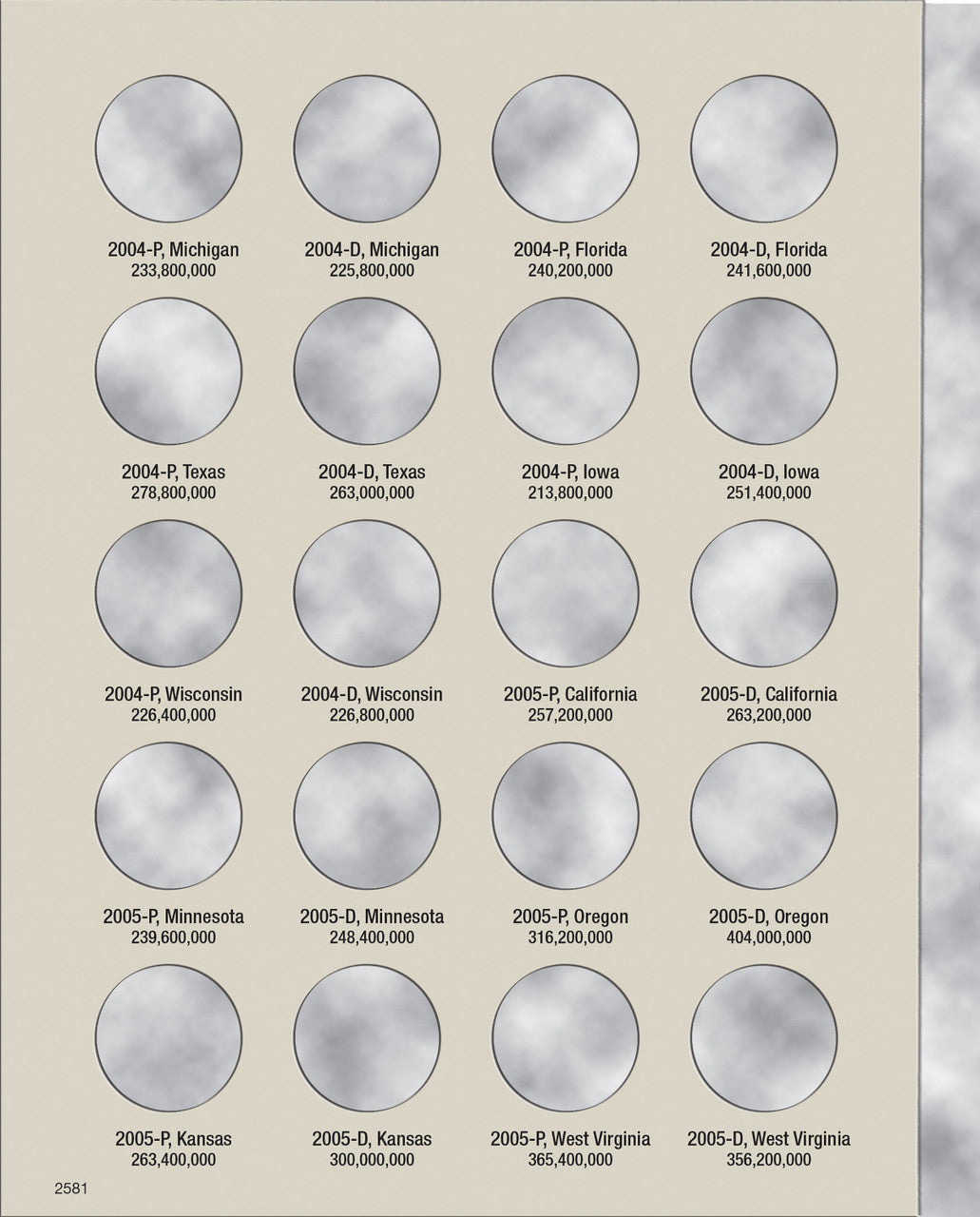 Harris Folder: State Quarters (50 openings) 2004-2008 #2581