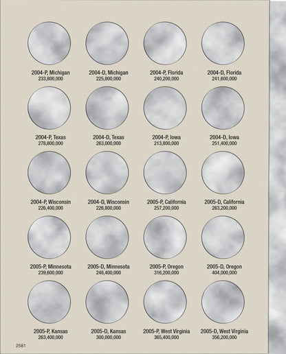 Harris Folder: State Quarters (50 openings) 2004-2008 #2581