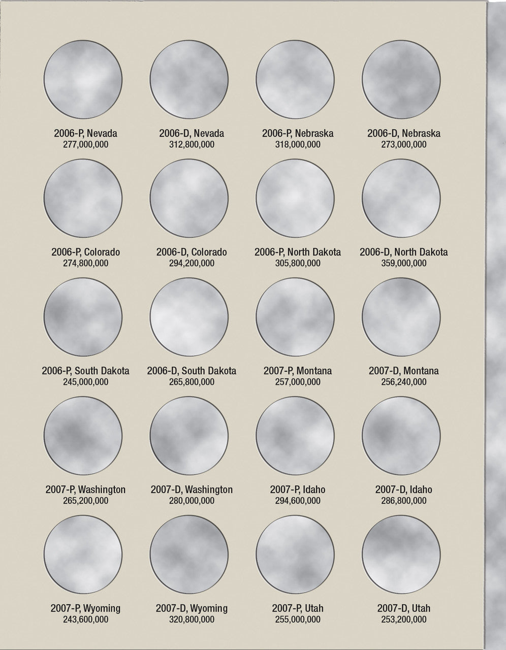 Harris Folder: State Quarters (50 openings) 2004-2008 #2581