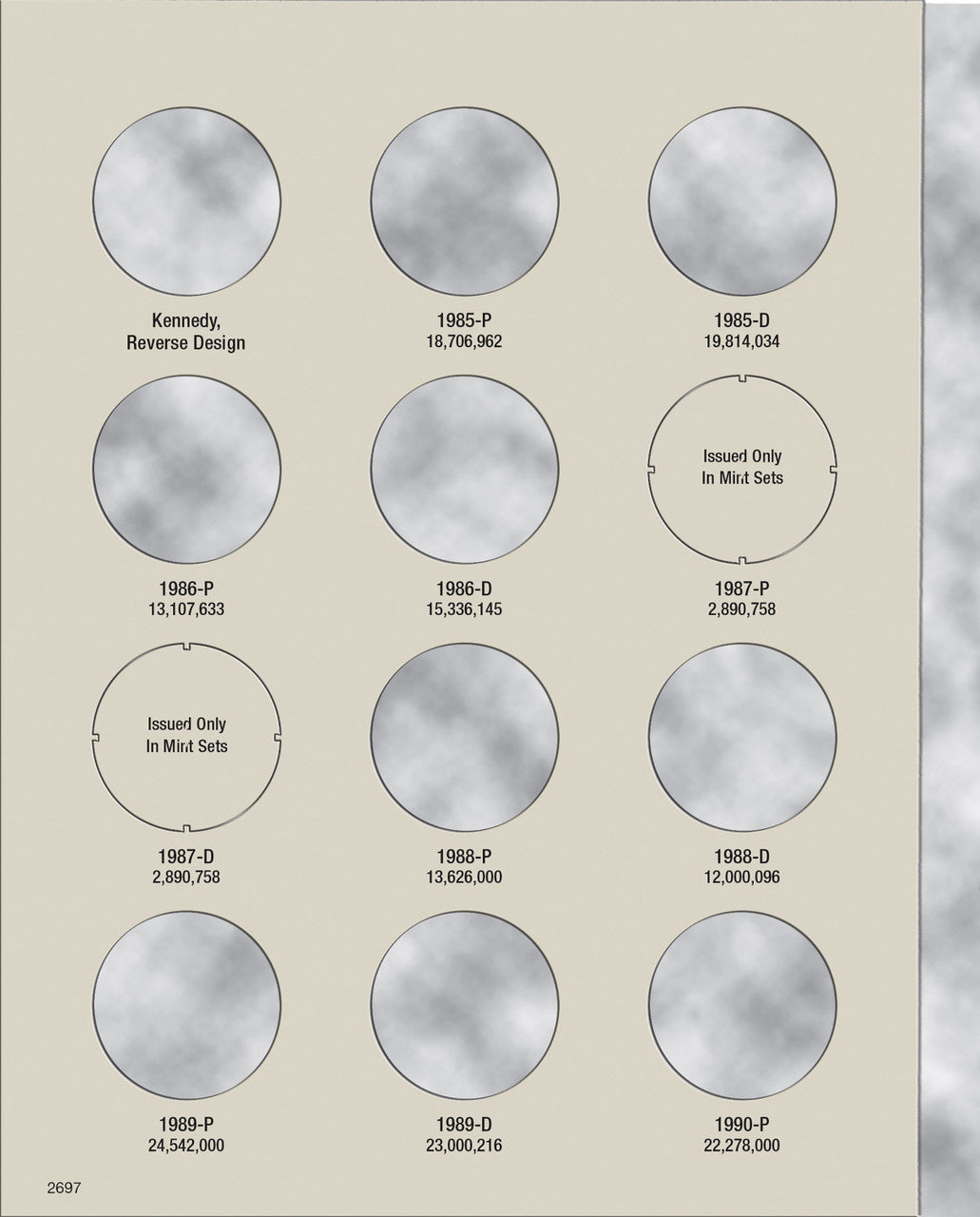 Harris Folder: Kennedy Half Dollars #2 1985-1999 #2697