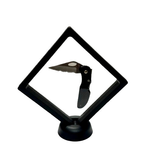 3D Black Floating Diagonal  Frame Display Case With Stand  -  LARGE
