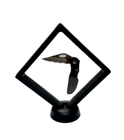 3D Black Floating Diagonal  Frame Display Case With Stand  -  LARGE
