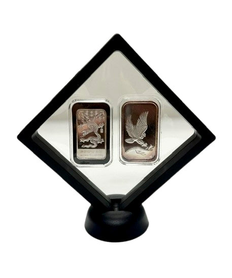 3D Black Floating Diagonal  Frame Display Case With Stand  -  LARGE