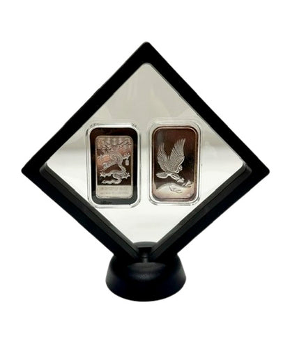 3D Black Floating Diagonal  Frame Display Case With Stand  -  LARGE