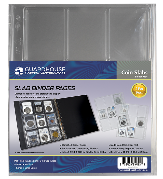BCW 3" Binder INCLUDES -  5 Guardhouse Coin Slab Pages