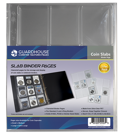 BCW 3" Binder INCLUDES -  5 Guardhouse Coin Slab Pages