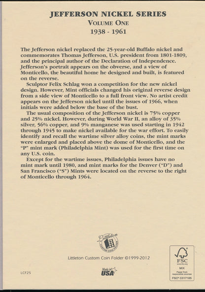 Littleton Folder: Jefferson Nickels 1938-1961 LCF25