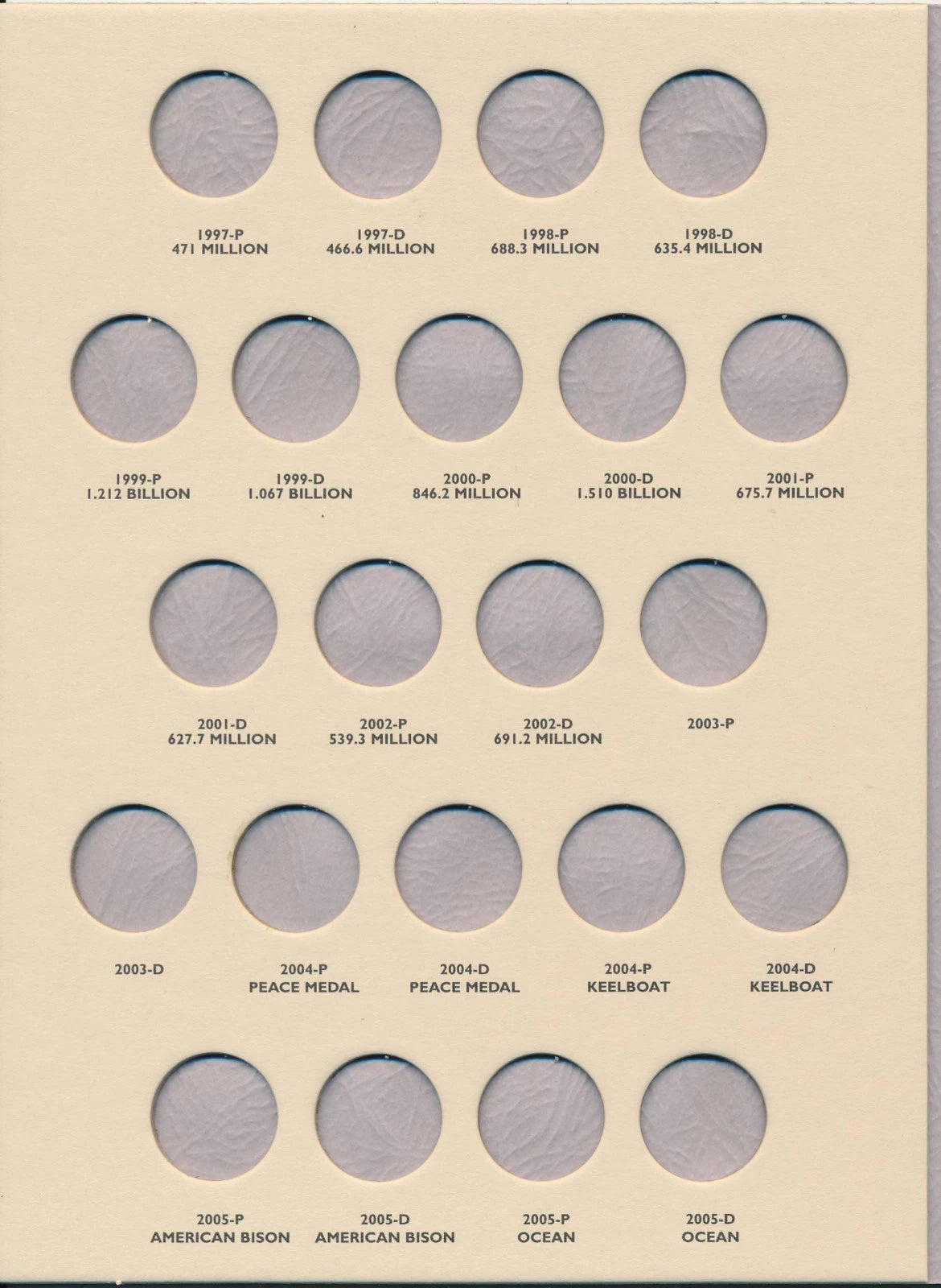 Littleton Folder: Jefferson Nickels 1997- LCF26