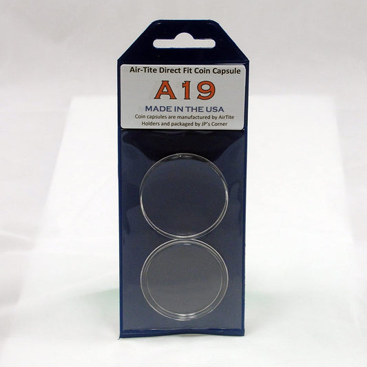 Air-Tite Direct Fit Coin Capsule A19 for U.S. Penny in JP's Retail Packaging