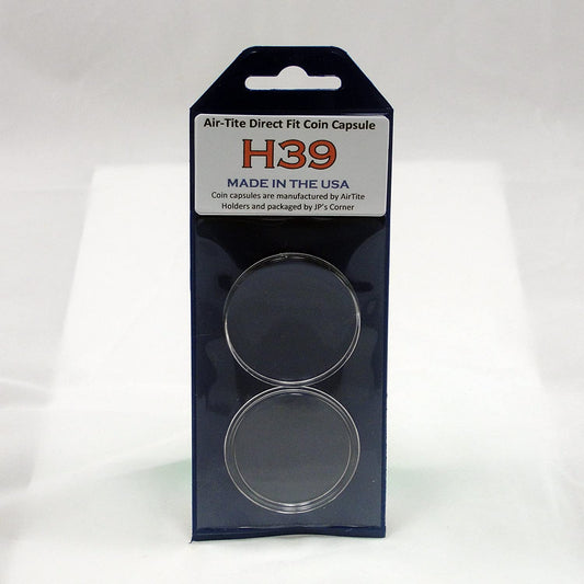 Air-Tite Direct Fit Coin Capsule H39 for 1 oz Silver Rounds in JP's Retail Packaging