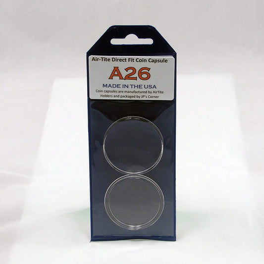 Air-Tite Direct Fit Coin Capsule A26.5 for Susan B Antony, Presidential, Sacajawea in JP's Retail Packaging