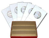 1.5x1.5 Cardboard Coin Holders for Small Dollars, 26.5mm or 1.043" with Triple Row Red Storage Box