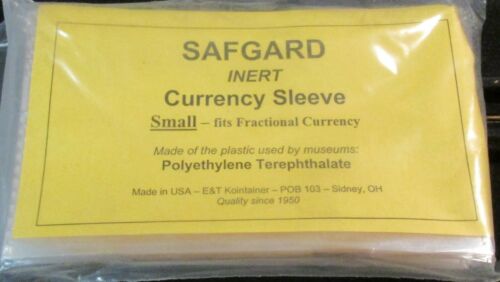 Safgard Sleeve for small/fractional currency
