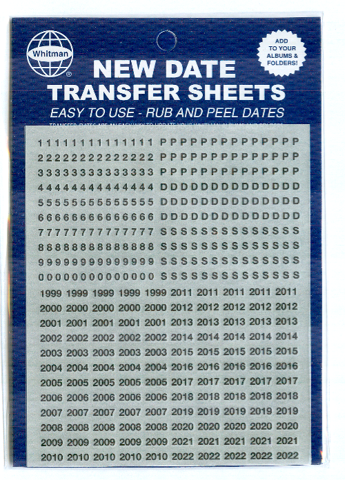 Whitman Date Transfer Sheets - Black